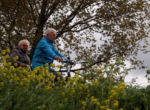 Joep met Jaantje tandemen door een mooie omgeving