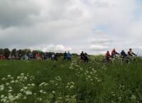 Het Vigeta-peloton tijdens de tocht vanuit Fijnaart